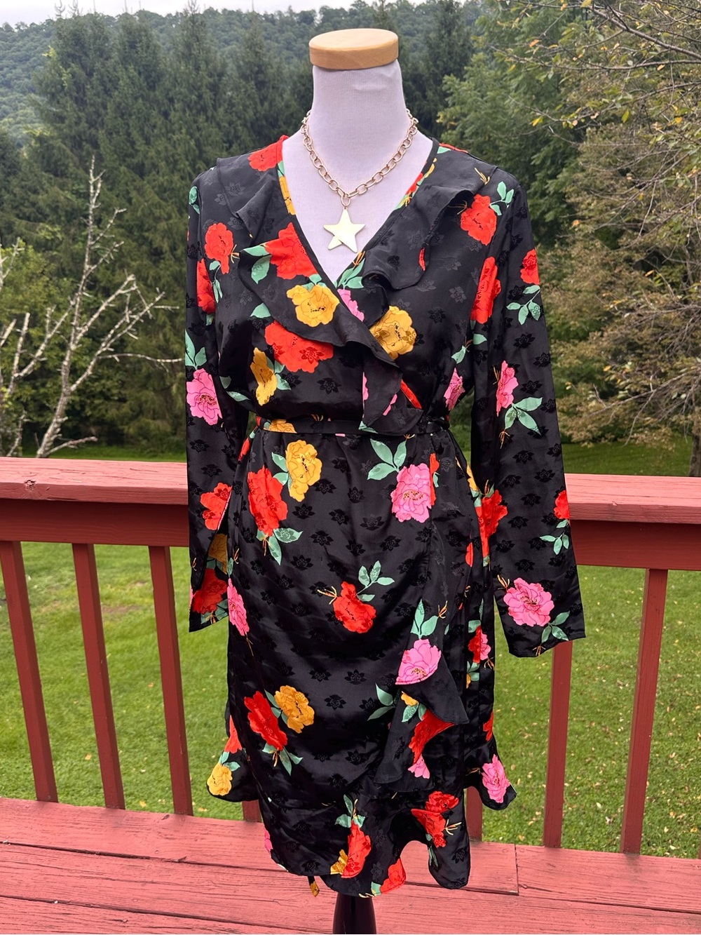 ASOS Long Sleeve Floral Ruffle Wrap Mini Dress